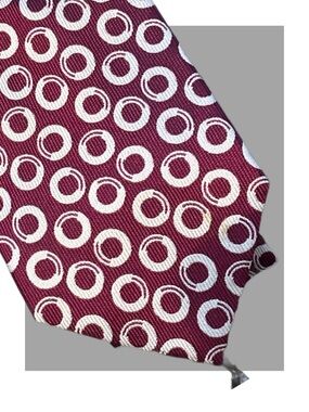 VINTAGE Charles TYRWHITT Burgundy Circle Pattern Silk Tie